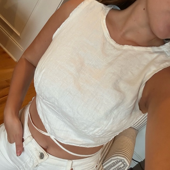 Linen Blouse with Ties - Picture 2 of 5